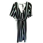 Trixxi Striped Jump Suit Lightweight Low V Wrap neckline Wide-leg Sz XL Photo 1