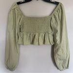 LA Hearts  Green Cotton Smocked Ruffle Long Sleeve‎ Babydoll Crop Top Small Photo 2