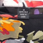 Vintage 100% Silk Floral Black Midi Wrap Skirt Pink Size M Photo 4