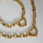 18K Gold Plated Heart chunky Necklace Set Stainless Steel womens Jewelry Photo 10