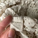 Paper + Tee  Eyelet Lace Ruched Trim Crop Top in Off White Size Large Photo 3