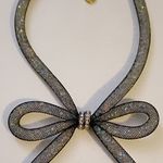 Betsey Johnson  Black Mesh Bow Necklace Photo 1