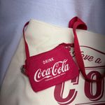 Coca-Cola  Canvas Tote Bag Red Cream with "Have a Coke and a Smile"Coin Pouch Photo 4