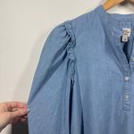 J. Crew Chambray Top Women S Blue Puff Sleeve Denim Blouse Prairie Cottage Core Photo 2