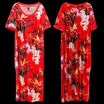 G.I.L.I Red Floral Maxi Sundress Dress Size XL Photo 1