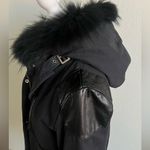 Maje  Black Fur-Trimmed navy Parka Photo 10