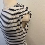 W By Worth  Black & White Stripe Short Sleeve Rouched Shoulder Top Small Photo 1