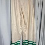 Wide Leg Lounge Pants Elastic Waist Cream Green Diamond Print Comfy Size M Photo 3