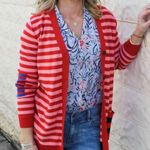 CAbi Picnic Cardigan Size Medium Summer Stripe Red and Pink Style 5446 Sz M Photo 0