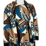 Neiman Marcus Vintage 60s/70s MOD Brown Abstract Maxi Dress Gown w/Wrap Shawl XS Photo 10