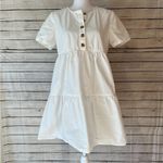 Madewell  Button-Front Short-Sleeve Tiered Mini Dress In Lighthouse Photo 2
