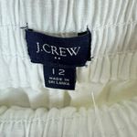 J.Crew White Elastic Waist Cuffed Cropped Lightweight Linen Cotton Pants Sz 12 Photo 5