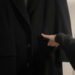 Evan Picone Vintage Black Merino Wool Camelhair Trench Coat Photo 5