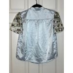 Anthropologie Hutch NEW Blue Satin Hidden Button Shirt XS Petite Photo 3