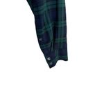 J.Crew Top Navy Green Plaid Size M Pleated Front Button Down Long Sleeve Blouse Photo 1