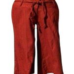 Cache  Rust 100% Raw Silk Removable Self Belt Crop Pant New NWT Linen Feel $108 Photo 0