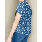 Tribal Blue & White Floral Embroidered Denim Jean Button Down Shirt Size 8 Photo 1