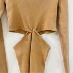 Torn By Ronny Kobo knit cut out midi bodycon midi dress in TAN Photo 5