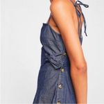 Free People Brittany Denim Wide Leg Summer Jumpsuit Spaghetti Straps Photo 2