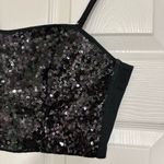 PINK - Victoria's Secret Pink‎ Victoria’s Secret Black Sequin Crop Tank Top Size Medium Photo 2