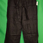 Talbots NWT Womens Black Pure Irish Linen Wide Leg Crop Pants 14 Photo 0
