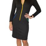 Vintage Parfait Zip Front Knit Dress Size Small Size 4 Black Long Sleeve Yellow Photo 0