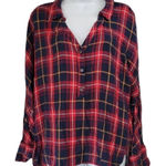 ZARA Red Navy Plaid Tunic Shirt Long Sleeve Button Up Trafaluc Collection Photo 0