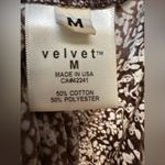 Velvet Tees Velvet brown cream printed tie front long sleevee deep vneck top Photo 6