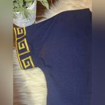 Chetta B  Navy Blue with embroidered Gold design short sleeve dress sz 10 Photo 1