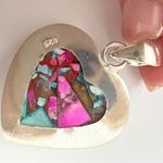 925 Sterling Silver Oyster Copper Turquoise Gemstone necklace Pendant Jewelry Red Photo 2