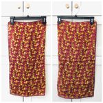 Vintage Red Iris Flower & Yellow Floral Print Silk Neck Scarf Photo 4