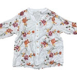 Kindred Women's 3XL Floral Embroidered V-Neck Button Up Blouse 3/4 Sleeve Boho Photo 0