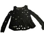 Lush Clothing Boho Gothic Punk Open Knit Crochet Long Sleeve Cold Shoulder Top Lush Black S Photo 2