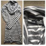 Tart Cowl Neck Sweater Dress Tunic Grey White XS Gray Photo 3