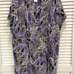 Dress Barn Purple/Green Abstract Chiffon Short Sleeve V Neck Blouse Size 18/20 Photo 0