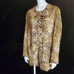 Laura Ashley  Animal Print & Embroidered Floral Design Silk Button Down Shirt (L) Photo 1