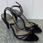 Coach Bethanie Black Satin Strappy Knot Heels Pumps Ankle Strap Stiletto 9.5 Photo 0