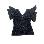 y2k vtg. sparkly beaded ruffle fairy whimsy goth party blouse x large Black Size XL Photo 3