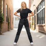 Reformation  Cynthia Shadow Checked High Rise Straight Long Jeans 25 Photo 9