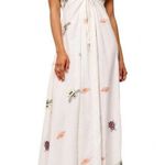 NWT Ciebon Selma Embroidered Plunge Neck Maxi Dress White Size XS Photo 0