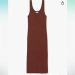 Amazon Chocolate Brown Ribbed Midi Sleeveless Dress XS NWT Photo 8
