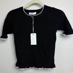 GEORGIE Mixed Stitch Ruffle Pullover Sweater NWT Sz. XS Black Photo 2