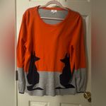 Crown & Ivy  Orange and Gray Sweater with Fox Motif Photo 1