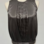 Vertigo Paris Vertigo Gray Satin Pleated Blouson Sleeveless Blouse Sz XS Photo 0