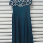 Tiffany Designs Tiffany Women's Formal Evening Gown Size 14 Blue Beaded Silk Dress Wedding Party Photo 1