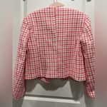 ZARA Houndstooth Tweed Crop Pink White Blazer Photo 3