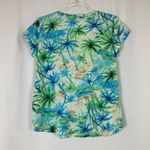 CHAPS | Tropical Tee Shirt Short Sleeve Scooped V-Neck Cotton Poly Womens Large Photo 4