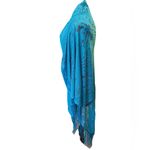 Ethereal Boho Witch Hippie Romantic Blue Sheer Floral Fringe Bandana Lace Shawl Photo 4