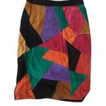Vintage 80s Suede Leather Patchwork Skirt Black Size 10 Photo 0