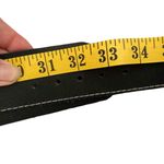 Vintage Dame Black Authentic Leather Belt white stitching Brass gold Buckle Photo 7